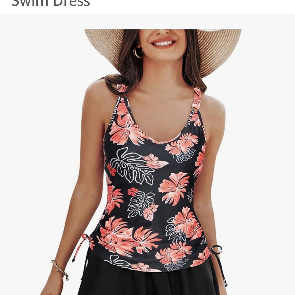Elegant Black and Pink Floral Swim Coverup